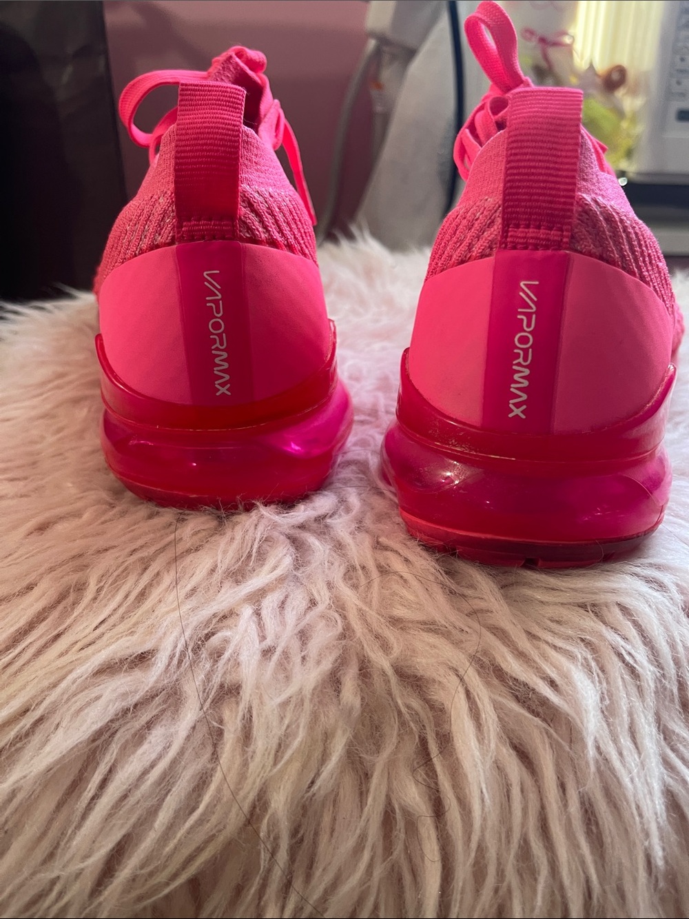 Nike Women's Hot Pink VaporMax Flyknit Athletic Shoes - Picture 2 of 2